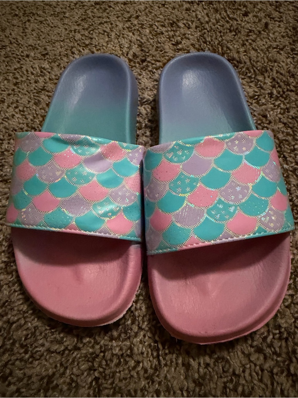 Kids Mermaid Slide Sandals - Pink & Teal